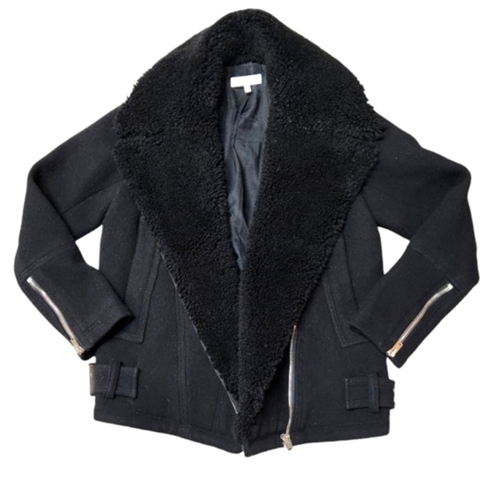 IRO SOIZIT SHEARLING‎ MOTO JACKET BLACK 2